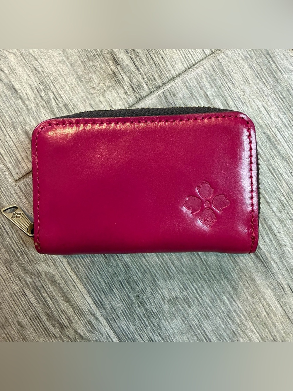 Patricia Nash Abri Small Leather Card Key Chain Zip Wallet Pink